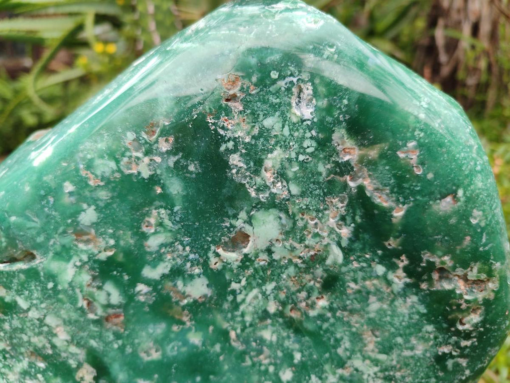 Polished On One Side XL Mtorolite Chrysoprase Standing Display Piece x 1 From Mutorashanga, Zimbabwe - Toprock Gemstones and Minerals 