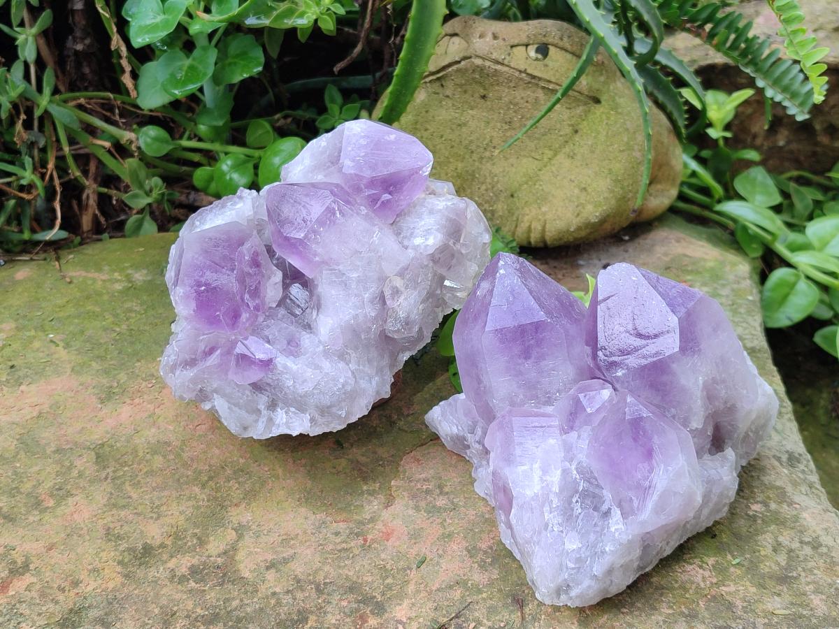 Natural Jacaranda Amethyst Crystal Clusters x 2 From Mumbwa, Zambia - Toprock Gemstones and Minerals 