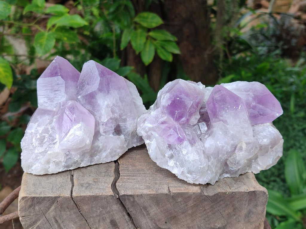 Natural Jacaranda Amethyst Crystal Clusters x 2 From Mumbwa, Zambia - Toprock Gemstones and Minerals 