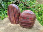 Polished Banded Tiger Iron Standing Display Pieces x 2 From South Africa - Toprock Gemstones and Minerals 