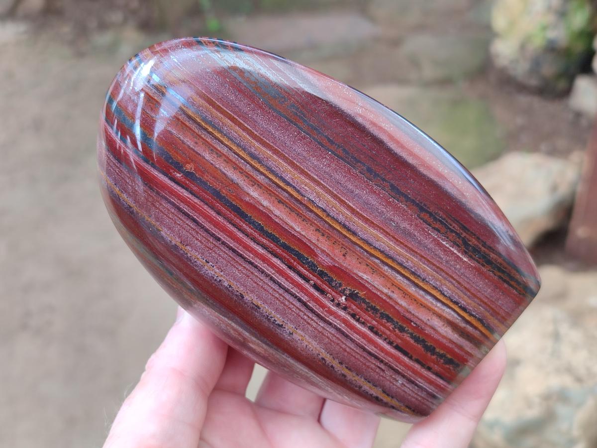 Polished Banded Tiger Iron Standing Display Pieces x 2 From South Africa - Toprock Gemstones and Minerals 