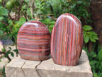 Polished Banded Tiger Iron Standing Display Pieces x 2 From South Africa - Toprock Gemstones and Minerals 