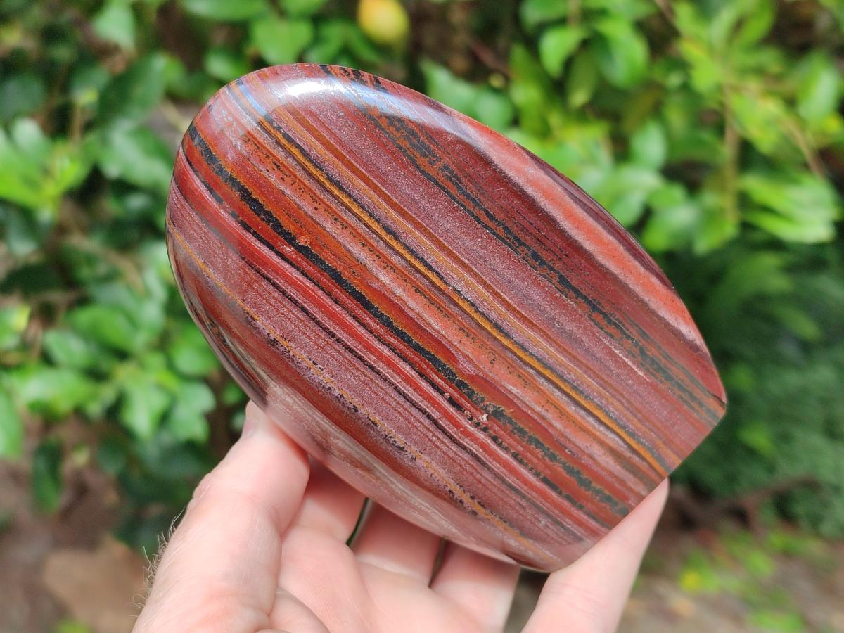 Polished Banded Tiger Iron Standing Display Pieces x 2 From South Africa - Toprock Gemstones and Minerals 