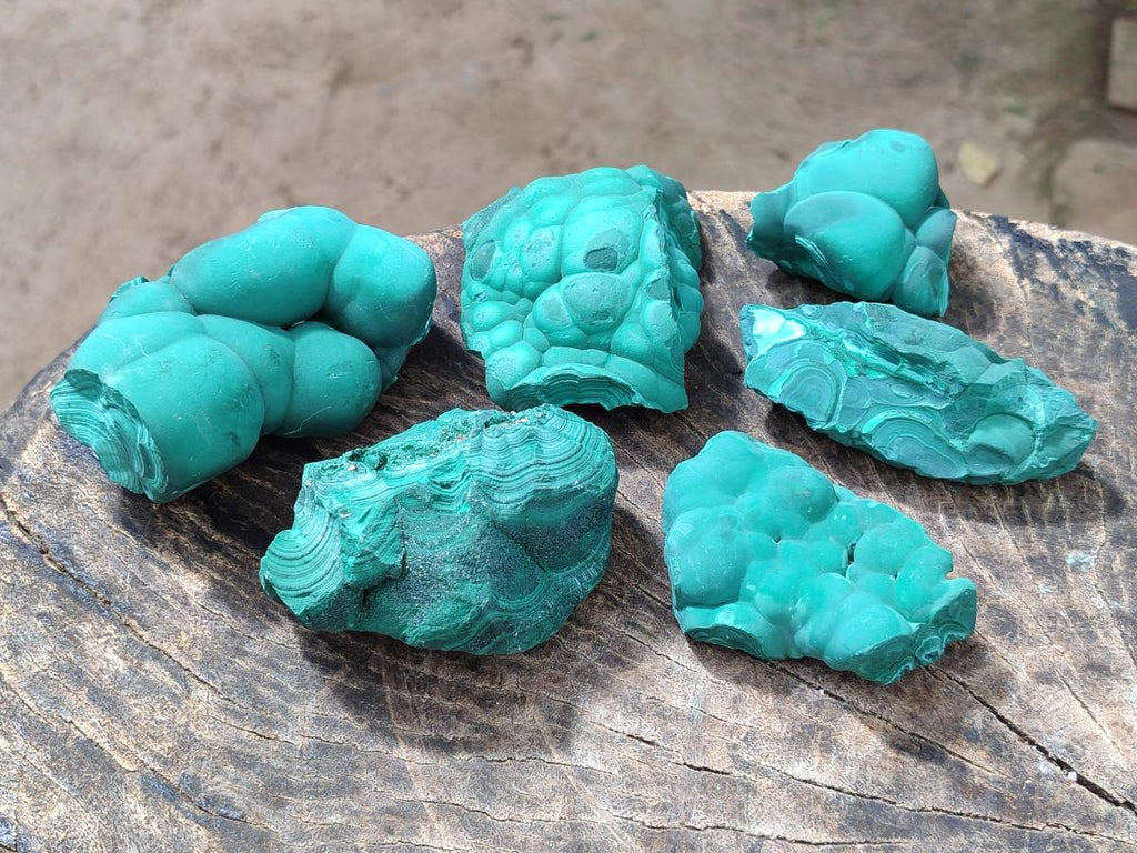 Natural Botryoidal Malachite Specimens x 6 From Congo - Toprock Gemstones and Minerals 