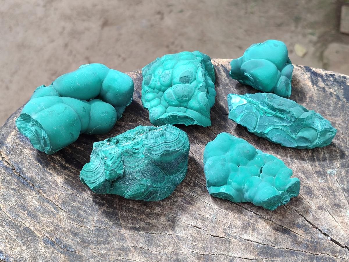 Natural Botryoidal Malachite Specimens x 6 From Congo - Toprock Gemstones and Minerals 