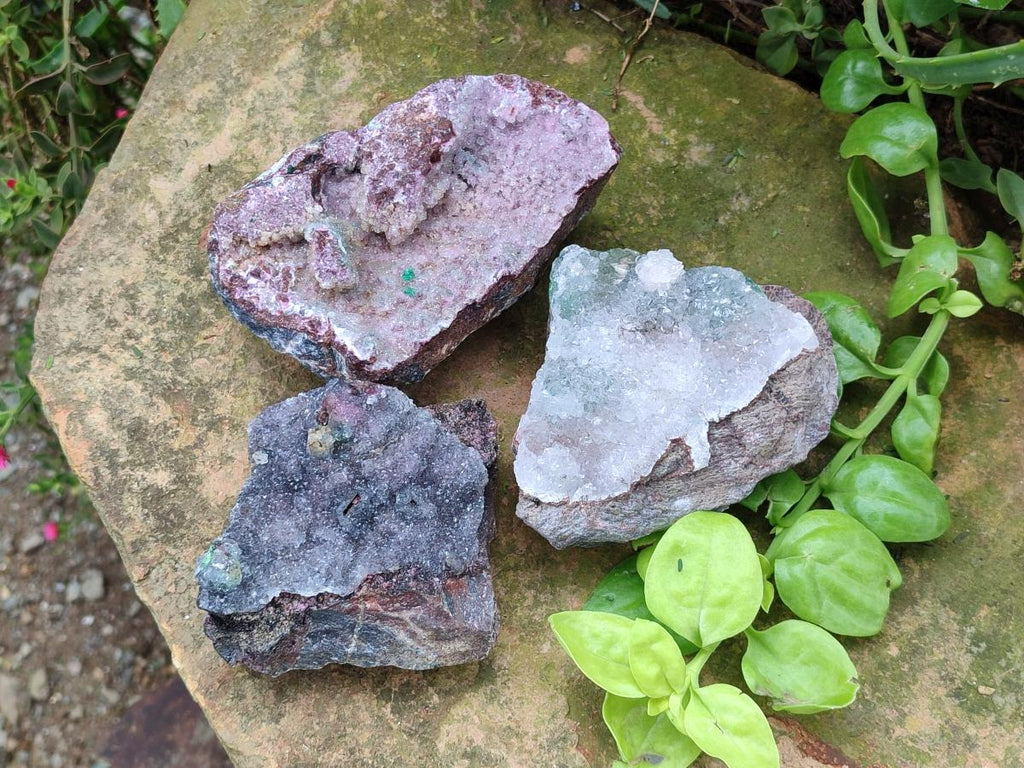Natural Cobaltian Dolomite with Salrose and Malachite Specimens x 3 From Kakanda, Congo - Toprock Gemstones and Minerals 