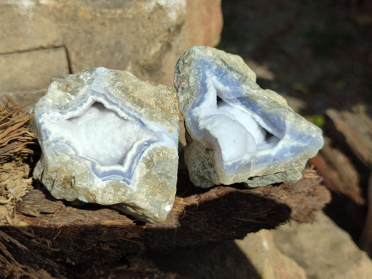 Natural Blue Lace Agate Geode Specimens x 24 From Nsanje, Malawi - Toprock Gemstones and Minerals 