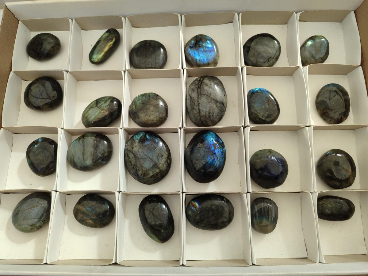 Polished Labradorite Palm Stones x 24 From Madagascar - Toprock Gemstones and Minerals 