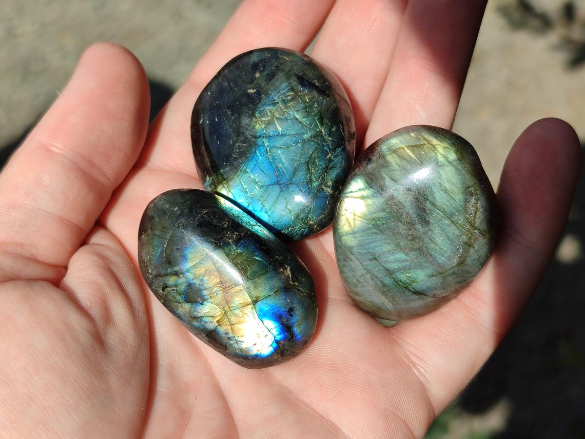 Polished Labradorite Palm Stones x 24 From Madagascar - Toprock Gemstones and Minerals 