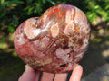 Polished Red Podocarpus Petrified Wood Hearts x 3 From Mahajanga, Madagascar - Toprock Gemstones and Minerals 