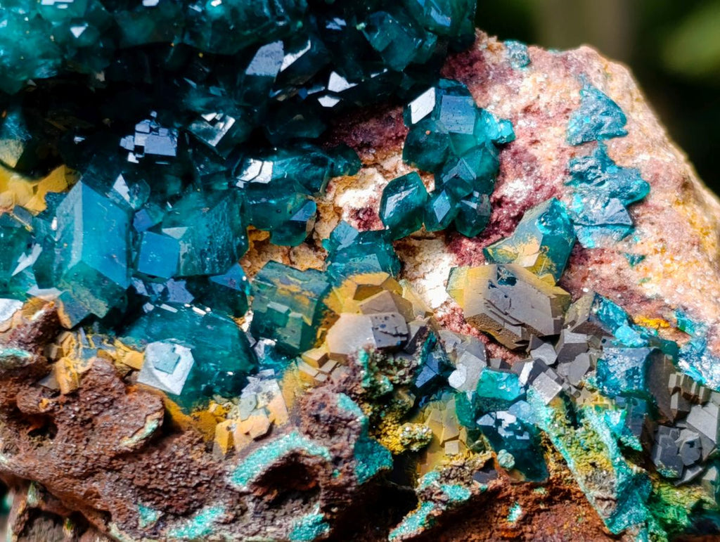 Natural Dioptase on Red Dolomite Specimens x 2 From Likasi, Congo - Toprock Gemstones and Minerals 