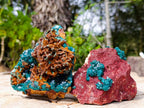 Natural Dioptase on Red Dolomite Specimens x 2 From Likasi, Congo - Toprock Gemstones and Minerals 