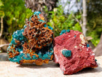 Natural Dioptase on Red Dolomite Specimens x 2 From Likasi, Congo - Toprock Gemstones and Minerals 