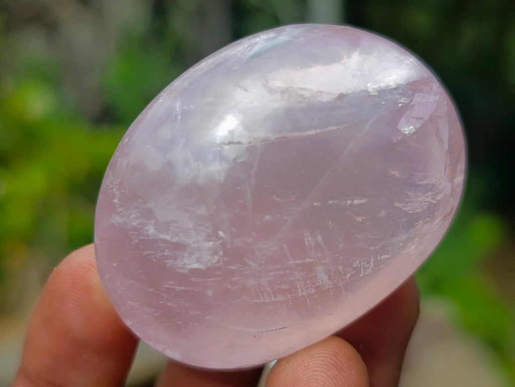 Polished Gemmy Rose Quartz Palm Stones x 35 From Madagascar - Toprock Gemstones and Minerals 