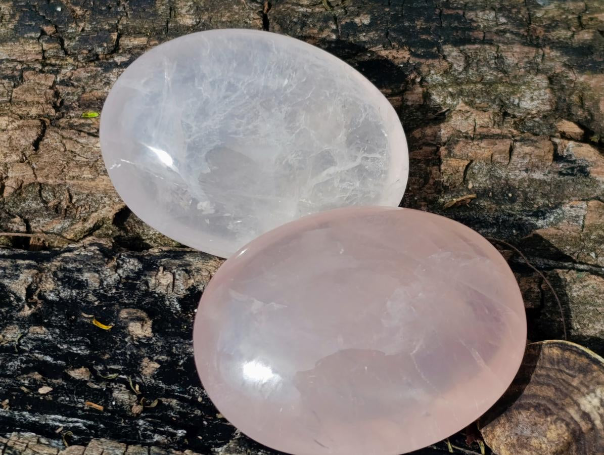 Polished Gemmy Rose Quartz Palm Stones x 35 From Madagascar - Toprock Gemstones and Minerals 