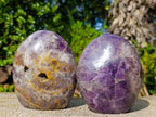 Polished Purple Chevron Amethyst Standing Display Pieces x 2 From Madagascar - Toprock Gemstones and Minerals 