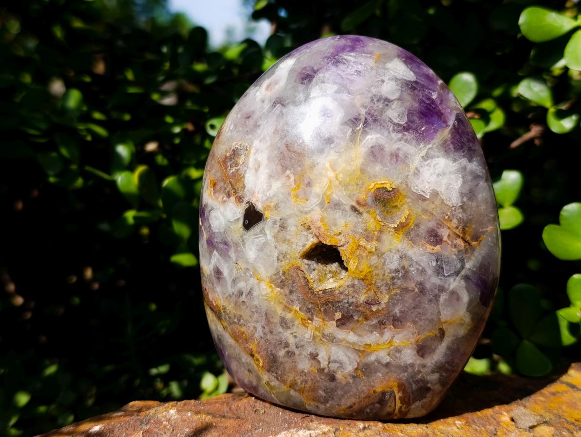 Polished Purple Chevron Amethyst Standing Display Pieces x 2 From Madagascar - Toprock Gemstones and Minerals 