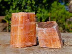 Natural Rhombohedral Sunset Orange Calcite Specimens x 12 From Spitzkop, Namibia - Toprock Gemstones and Minerals 