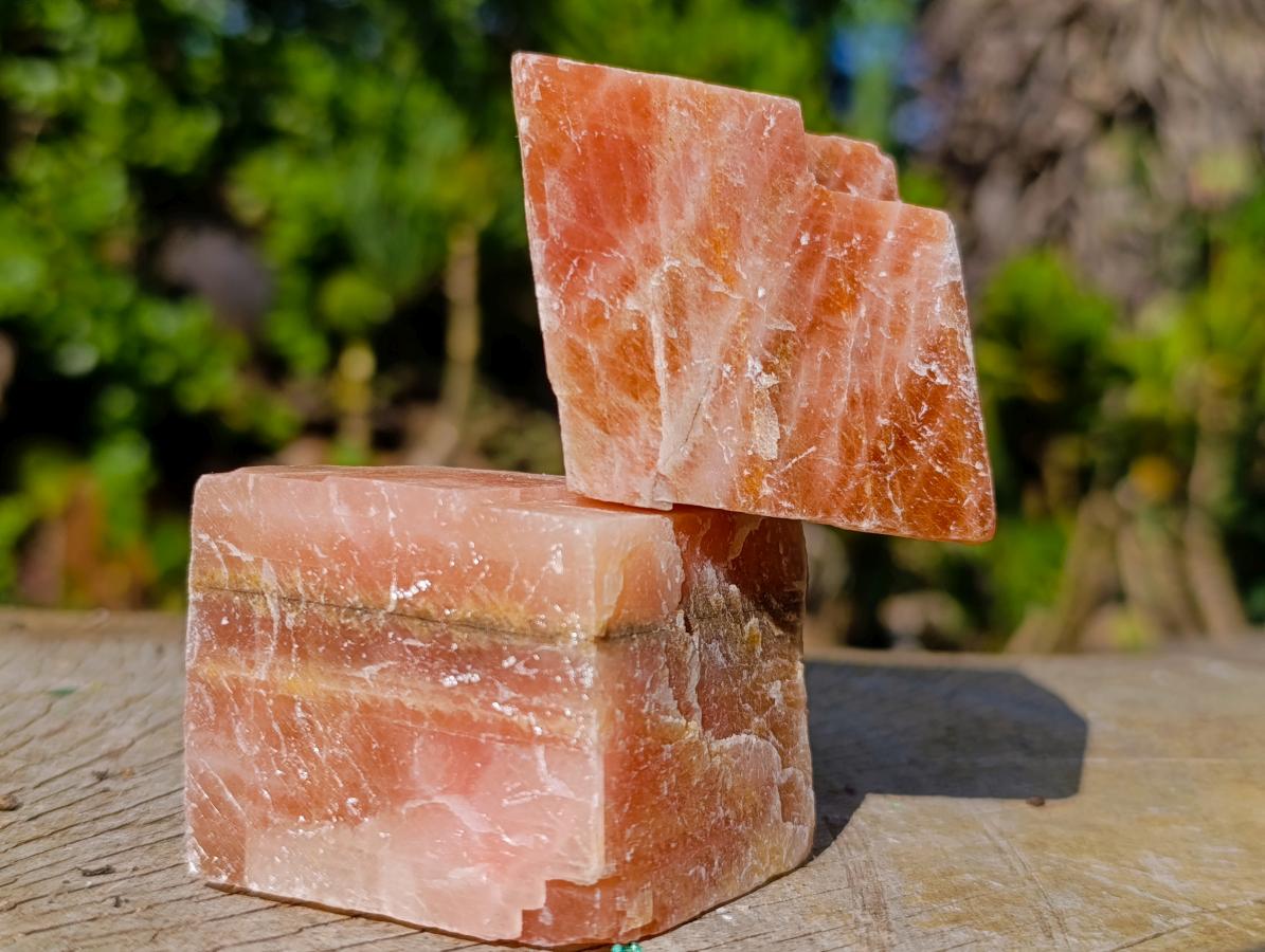 Natural Rhombohedral Sunset Orange Calcite Specimens x 12 From Spitzkop, Namibia - Toprock Gemstones and Minerals 