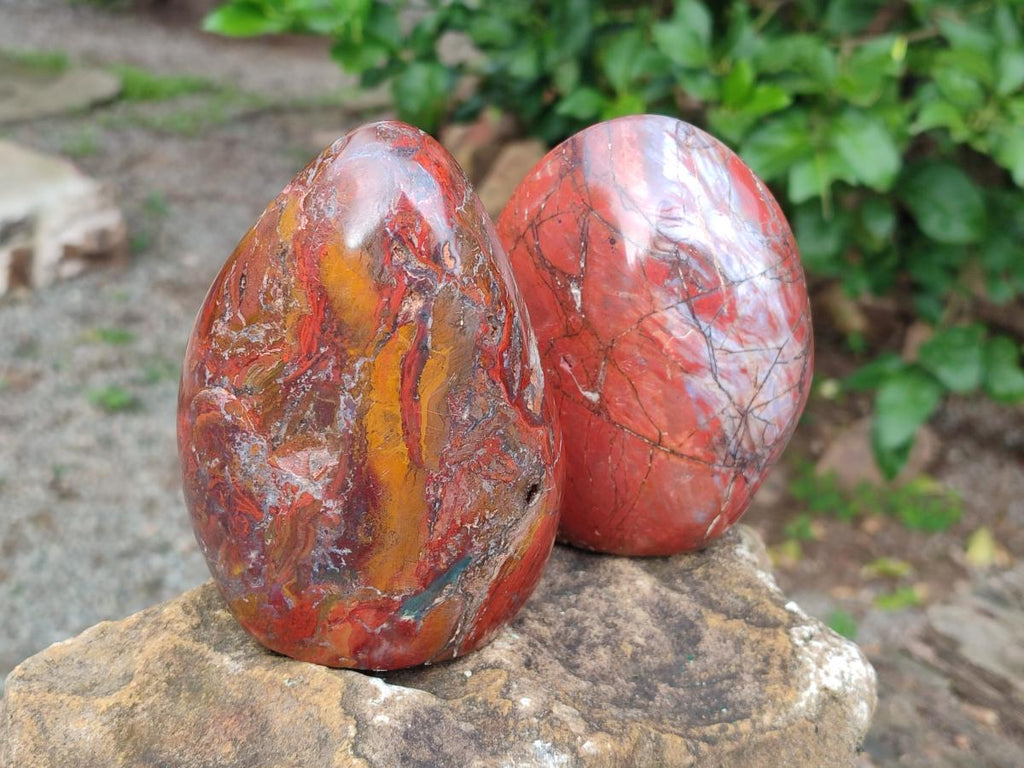 Polished Red Jasper Standing Free Forms x 2 From Madagascar - Toprock Gemstones and Minerals 
