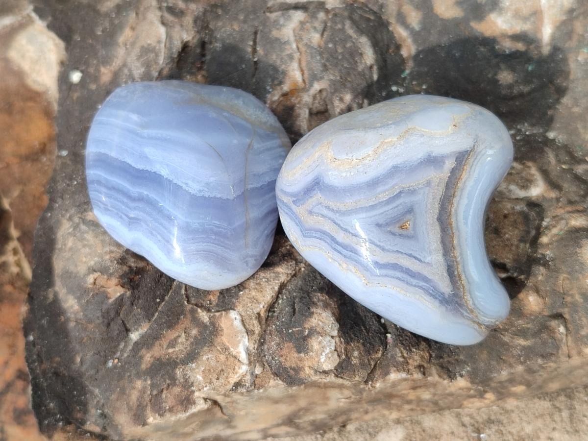 Polished Large Blue Lace Agate Free Forms x 15 From Nsanje, Malawi - Toprock Gemstones and Minerals 