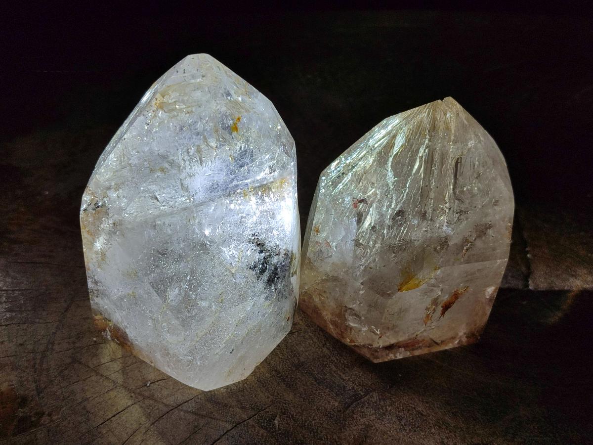 Polished Clear Window Quartz Display Crystals x 2 From Madagascar - Toprock Gemstones and Minerals 