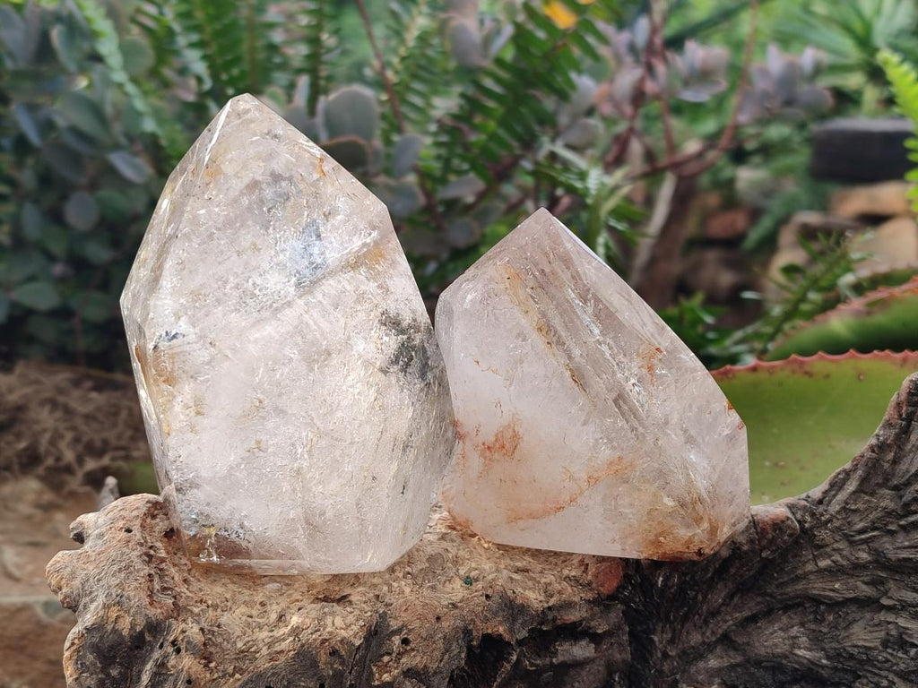 Polished Clear Window Quartz Display Crystals x 2 From Madagascar - Toprock Gemstones and Minerals 