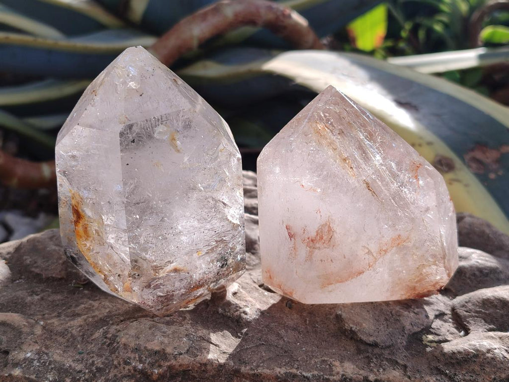 Polished Clear Window Quartz Display Crystals x 2 From Madagascar - Toprock Gemstones and Minerals 