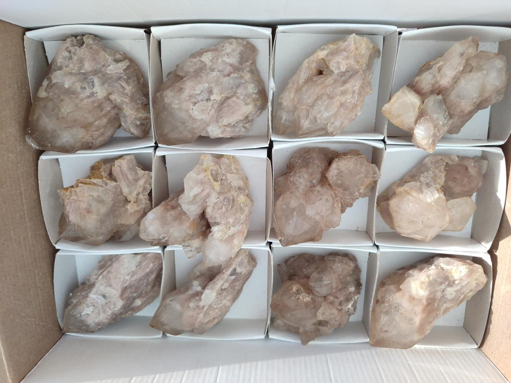Natural Cascading White Phantom Smokey Luena Quartz Crystals and Clusters x 12 From Luena, Congo - Toprock Gemstones and Minerals 