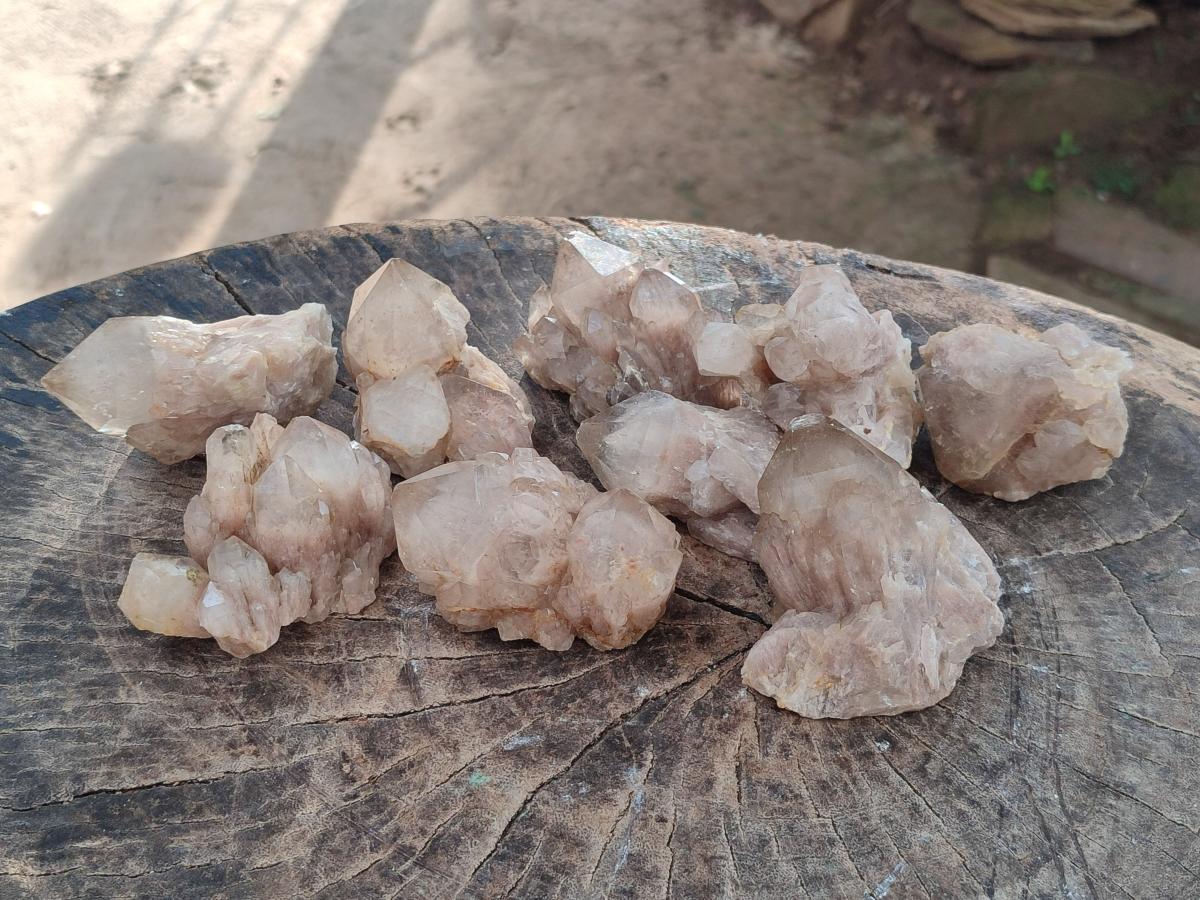 Natural Cascading White Phantom Smokey Luena Quartz Crystals and Clusters x 12 From Luena, Congo - Toprock Gemstones and Minerals 