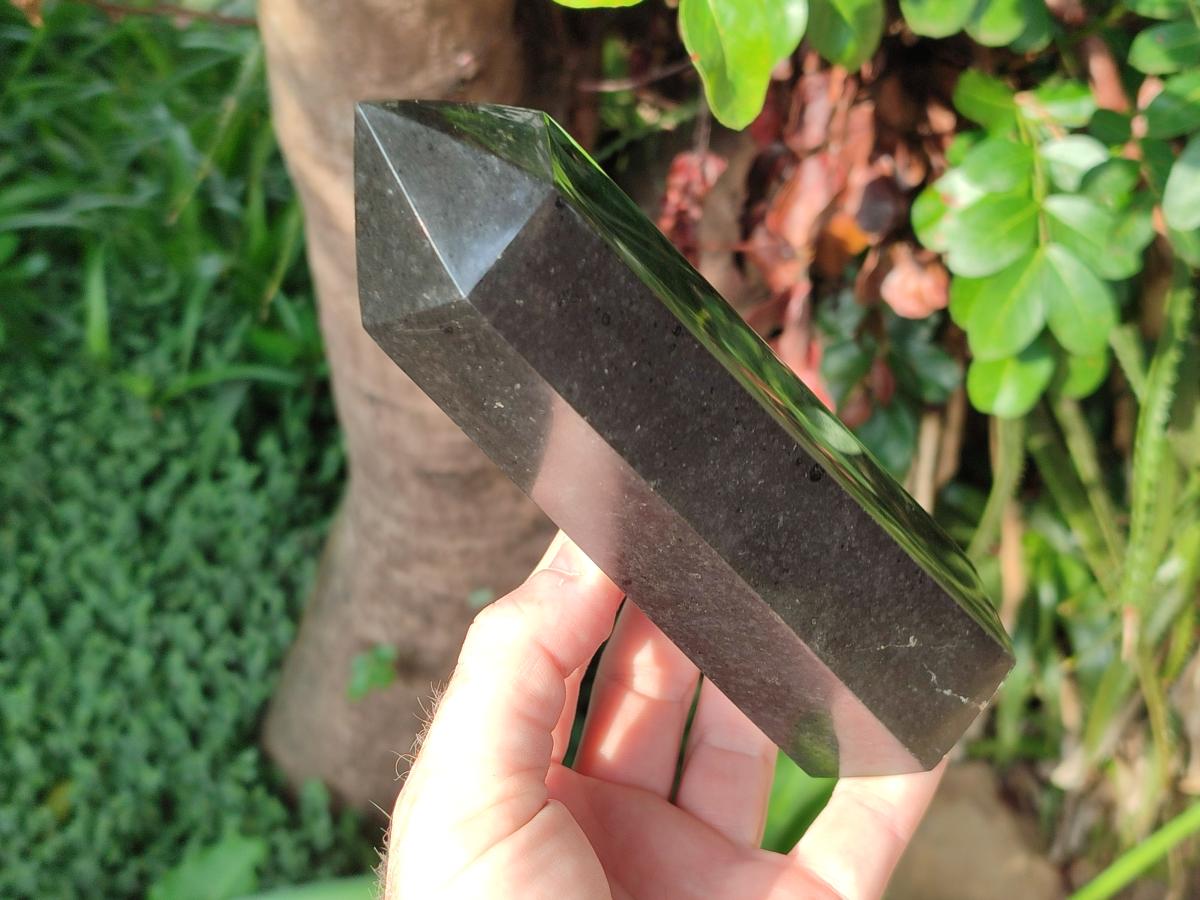 Polished Black Basalt Display Crystals x 3 From Madagascar - Toprock Gemstones and Minerals 