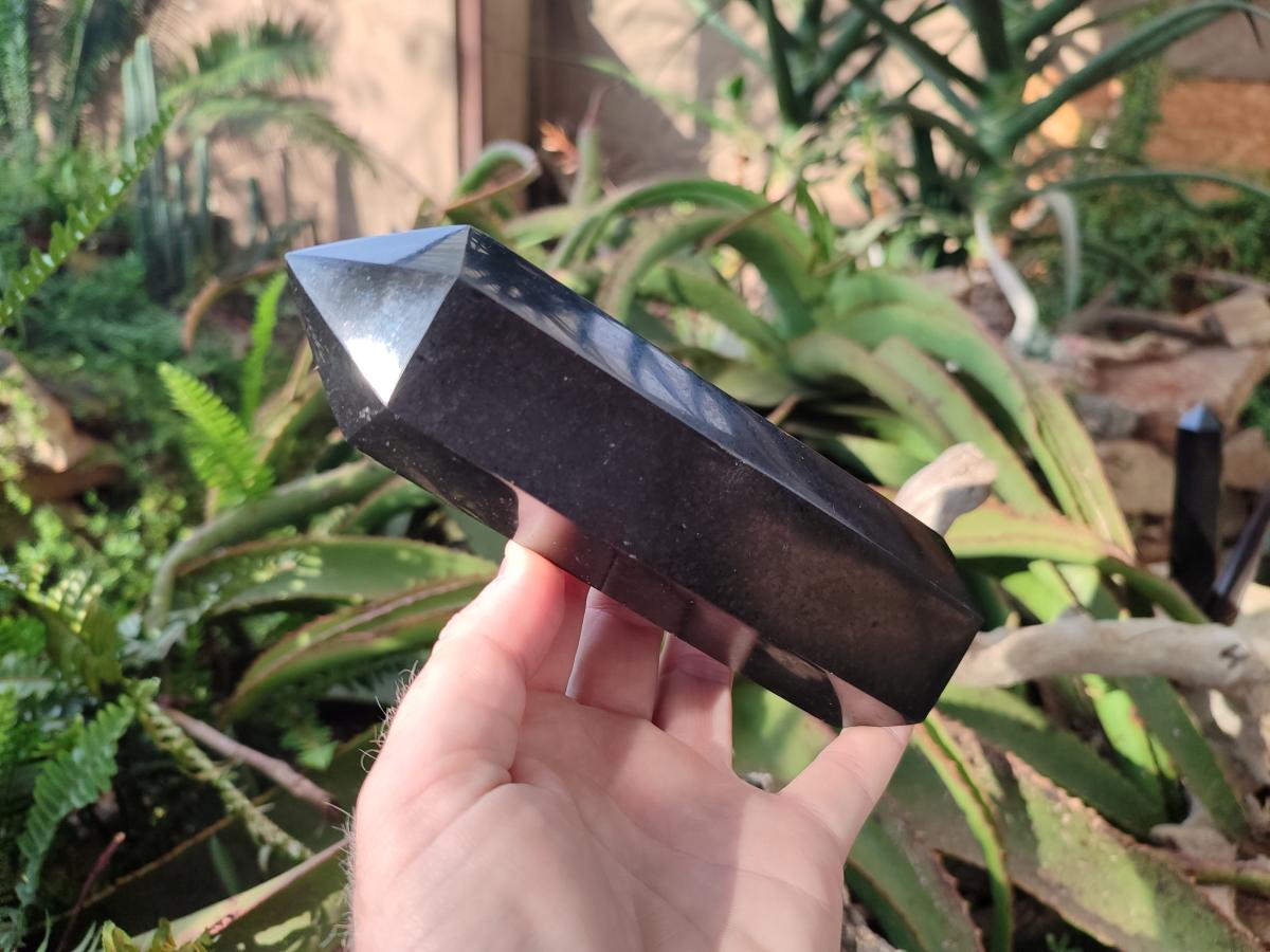 Polished Black Basalt Display Crystals x 3 From Madagascar - Toprock Gemstones and Minerals 