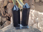 Polished Black Basalt Display Crystals x 3 From Madagascar - Toprock Gemstones and Minerals 