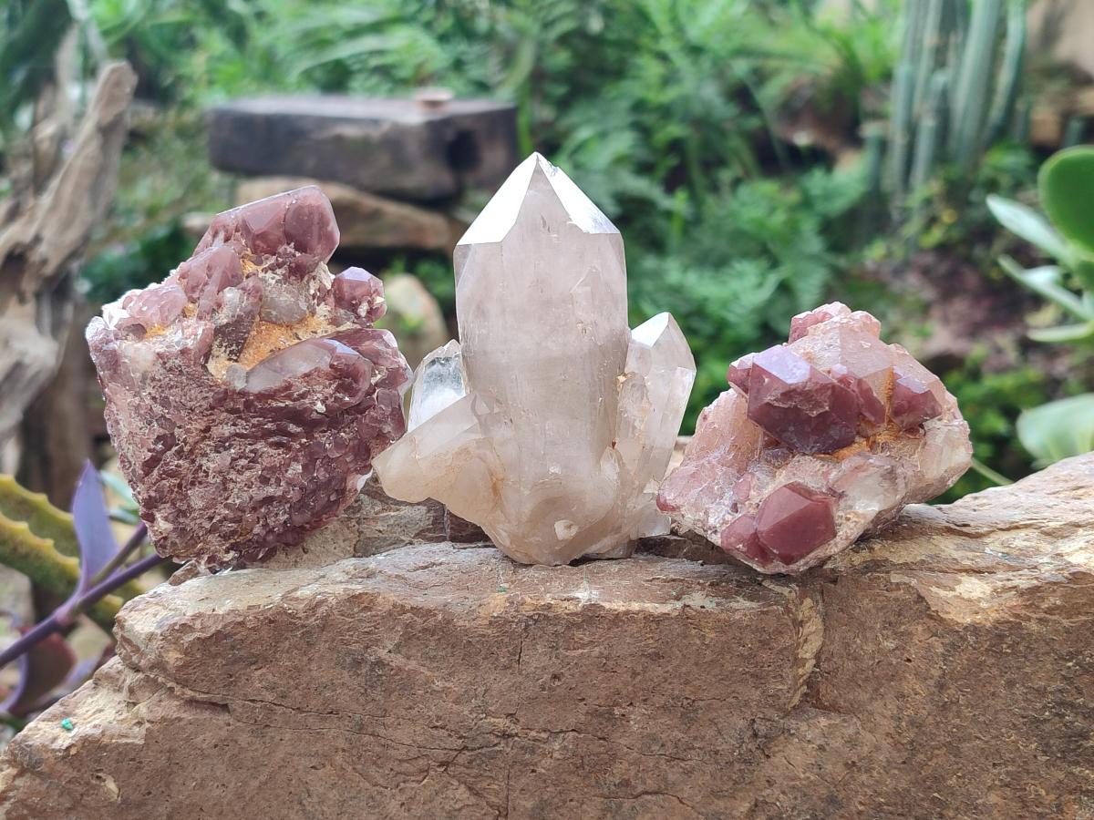 Natural Red Hematoid Quartz Crystals and Clusters x 12 From Karoi, Zimbabwe - Toprock Gemstones and Minerals 
