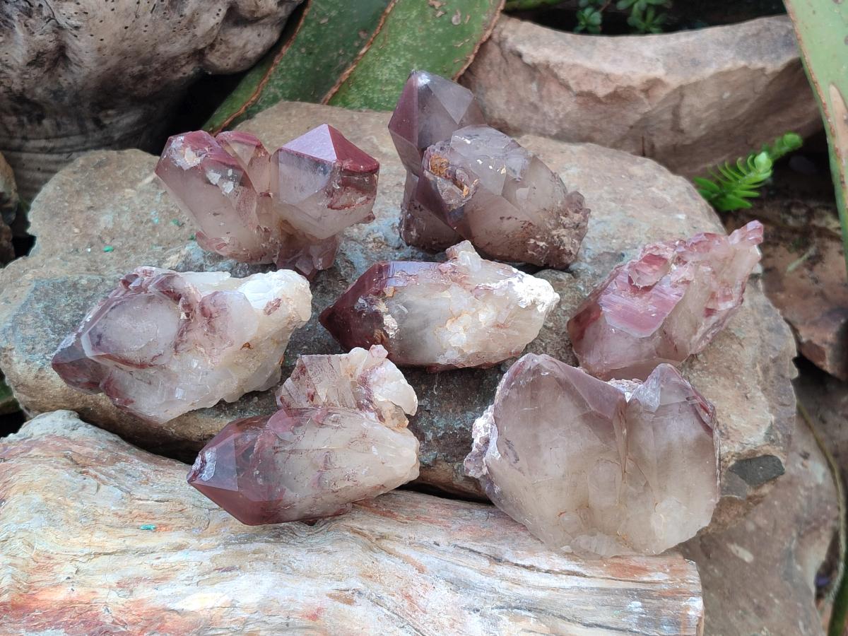 Natural Red Hematoid Quartz Crystals and Clusters x 12 From Karoi, Zimbabwe - Toprock Gemstones and Minerals 