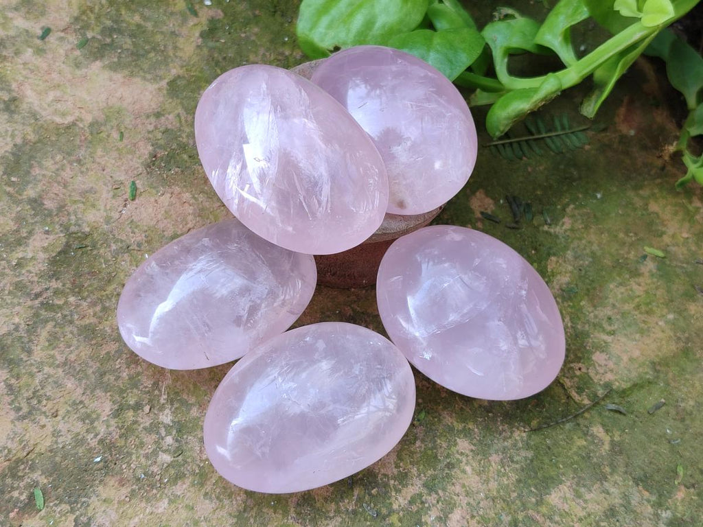 Polished Small Gemmy Rose Quartz Palm Stones x 24 From Madagascar - Toprock Gemstones and Minerals 
