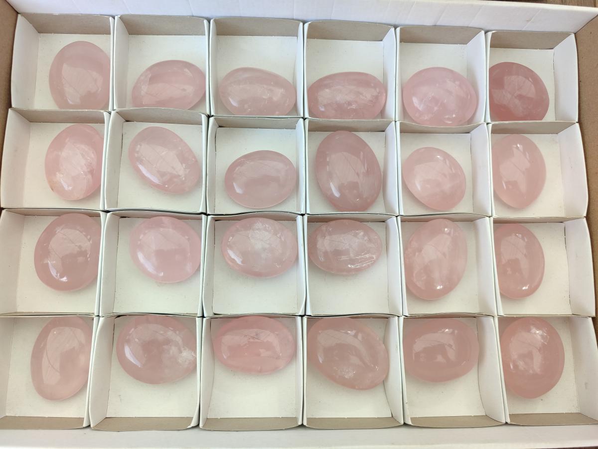 Polished Small Gemmy Rose Quartz Palm Stones x 24 From Madagascar - Toprock Gemstones and Minerals 