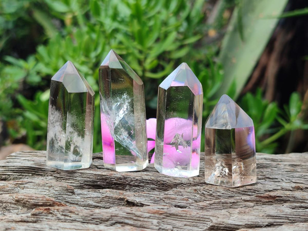 Polished Wispy Smokey Window Quartz Crystals x 24 From Madagascar - Toprock Gemstones and Minerals 