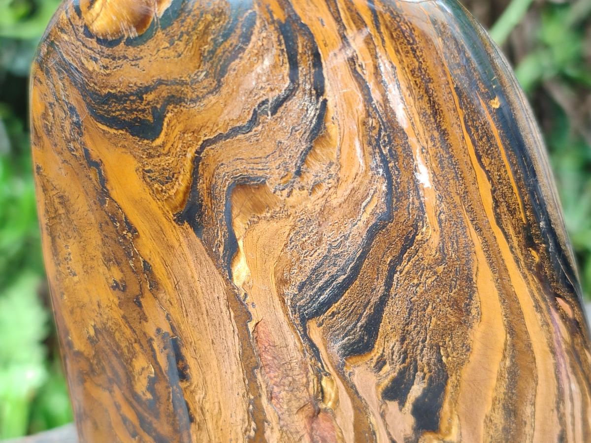 Polished Golden Tigers Eye Standing Free Forms x 2 From Prieska, South Africa - Toprock Gemstones and Minerals 