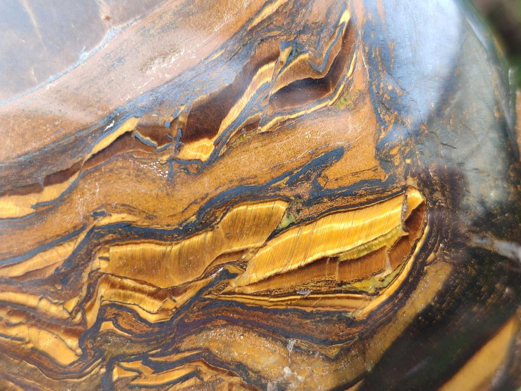 Polished Golden Tigers Eye Standing Free Forms x 2 From Prieska, South Africa - Toprock Gemstones and Minerals 