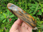Polished Golden Tigers Eye Standing Free Forms x 2 From Prieska, South Africa - Toprock Gemstones and Minerals 