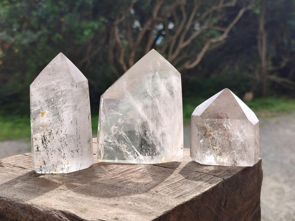 Polished Mixed Quartz Crystals with Inclusions x 4 From Madagascar - Toprock Gemstones and Minerals 