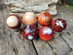 Polished Carnelian Agate Gemstone Spheres x 6 From Madagascar - Toprock Gemstones and Minerals 