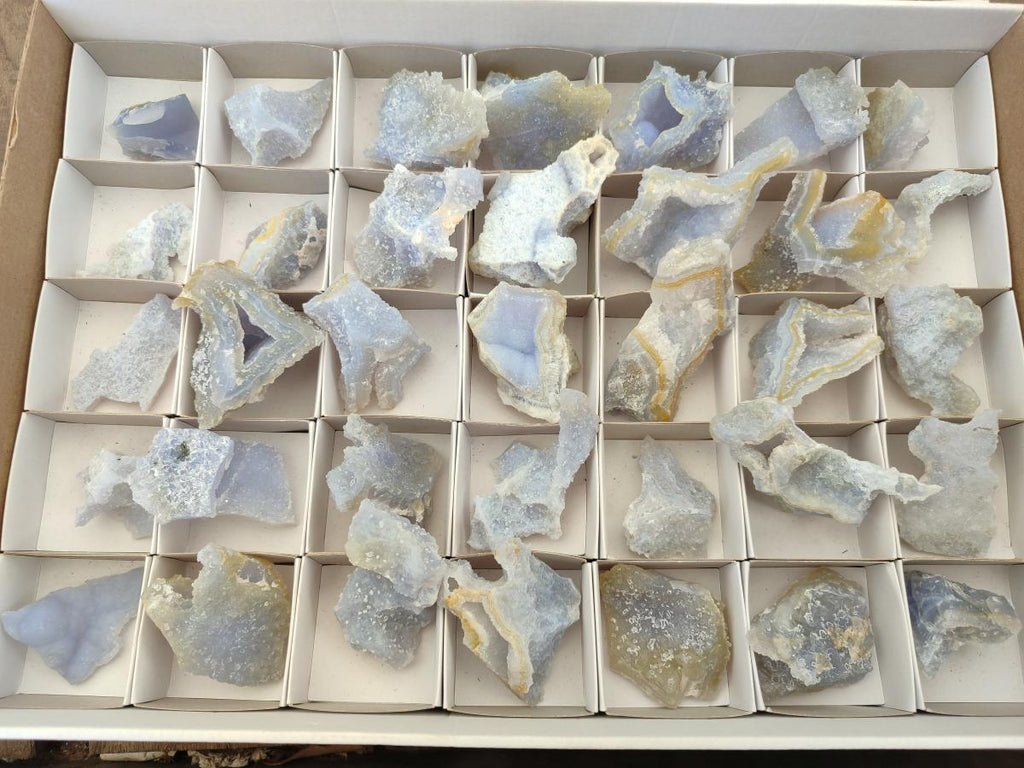 Natural Etched Blue Chalcedony Geodes x 35 From Nsanje, Malawi - Toprock Gemstones and Minerals 