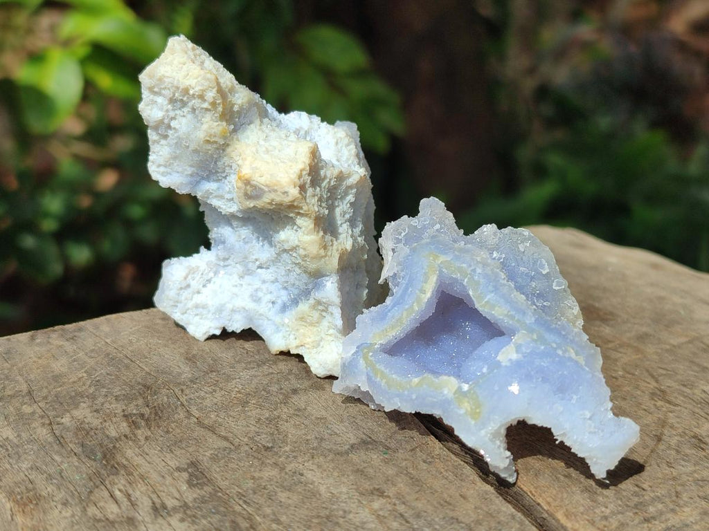 Natural Etched Blue Chalcedony Geodes x 35 From Nsanje, Malawi - Toprock Gemstones and Minerals 