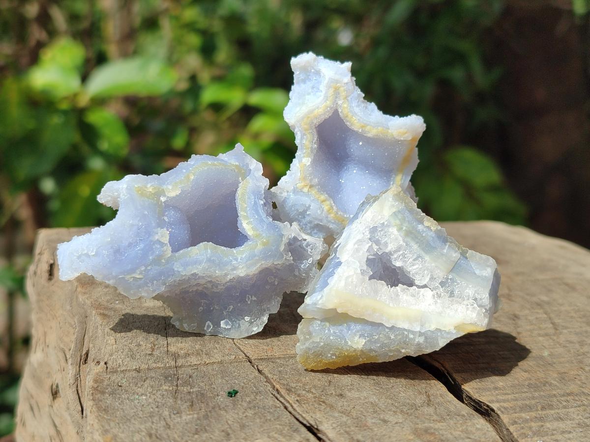 Natural Etched Blue Chalcedony Geodes x 35 From Nsanje, Malawi - Toprock Gemstones and Minerals 