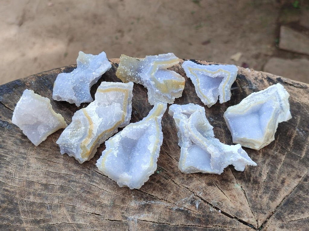 Natural Etched Blue Chalcedony Geodes x 35 From Nsanje, Malawi - Toprock Gemstones and Minerals 