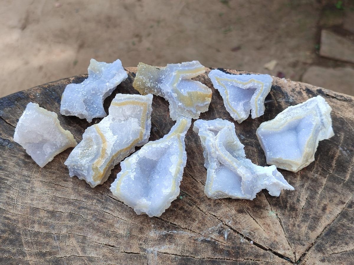 Natural Etched Blue Chalcedony Geodes x 35 From Nsanje, Malawi - Toprock Gemstones and Minerals 