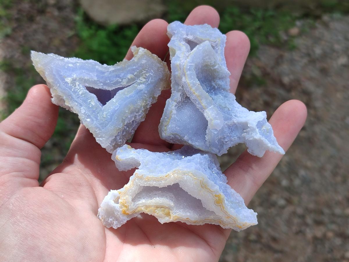 Natural Etched Blue Chalcedony Geodes x 35 From Nsanje, Malawi - Toprock Gemstones and Minerals 