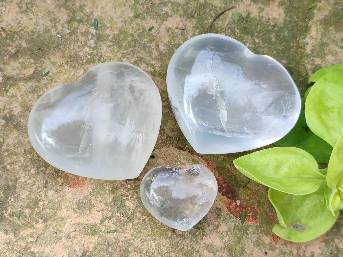 Polished Girasol Pearl Quartz Hearts x 24 From Ambatondrazaka, Madagascar - Toprock Gemstones and Minerals 